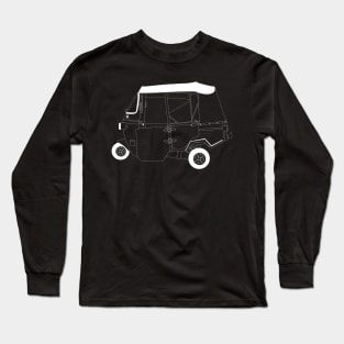 Bajaj Auto Rickshaw White Outline Long Sleeve T-Shirt